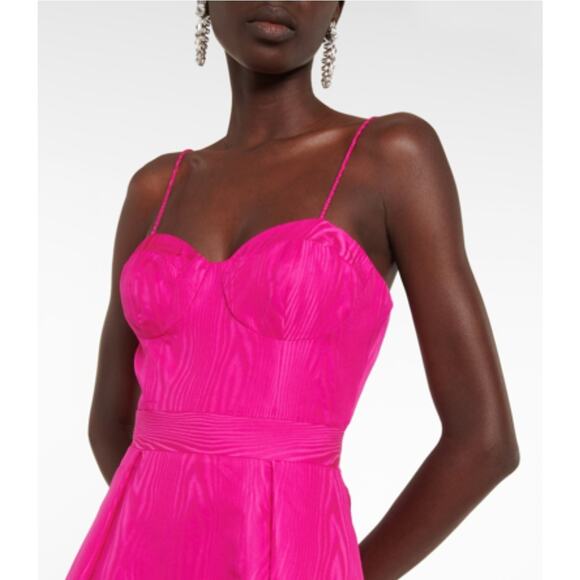 $1360 REBECCA VALLANCE Frenchy Taffeta Gown Hot PinkFuchsia 0 Maxi Dress - Picture 2 of 16
